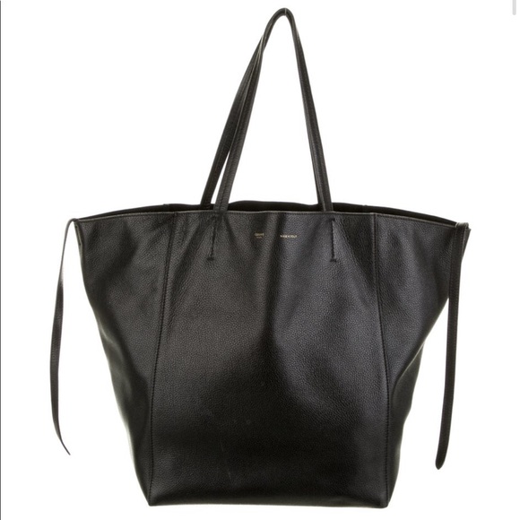 Celine Handbags - Celine Black Leather Large Phantom Cabas Tote